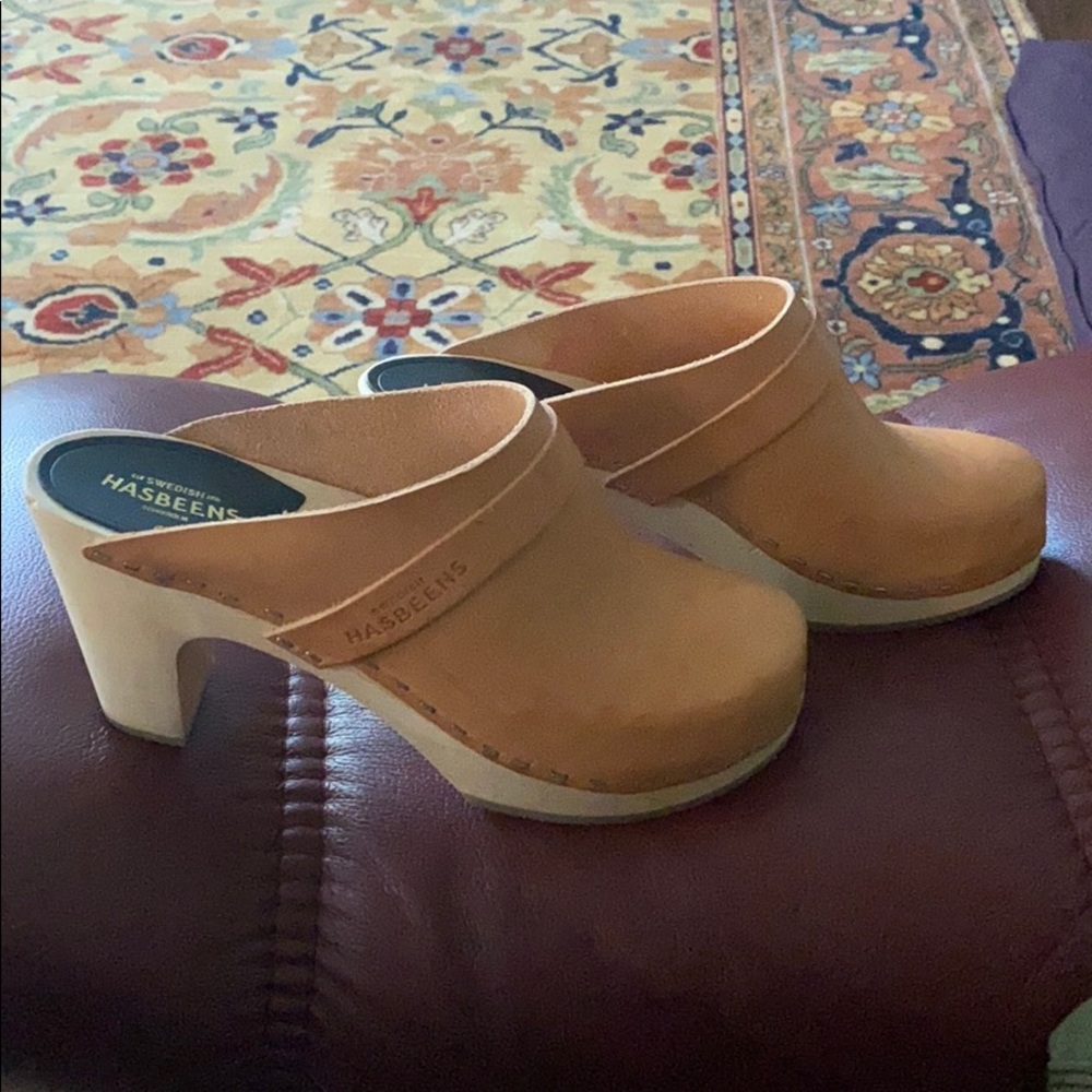 Swedish Hasbeens High Heeled Clogs